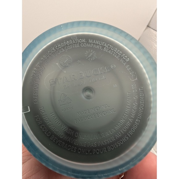 Starbucks‎ 2022 Light Blue Arched Pattern Tumbler with Straw 24 oz - Picture 4 of 6